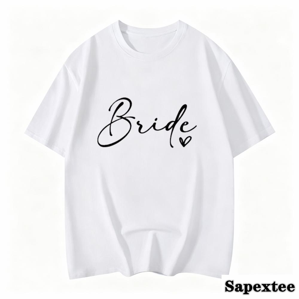 Bride Heart Evjf Hen Party Gropu Unisex Tshirt Girl Wedding Female Tops Camisetas Female Fashion ONeck Short Sleeve