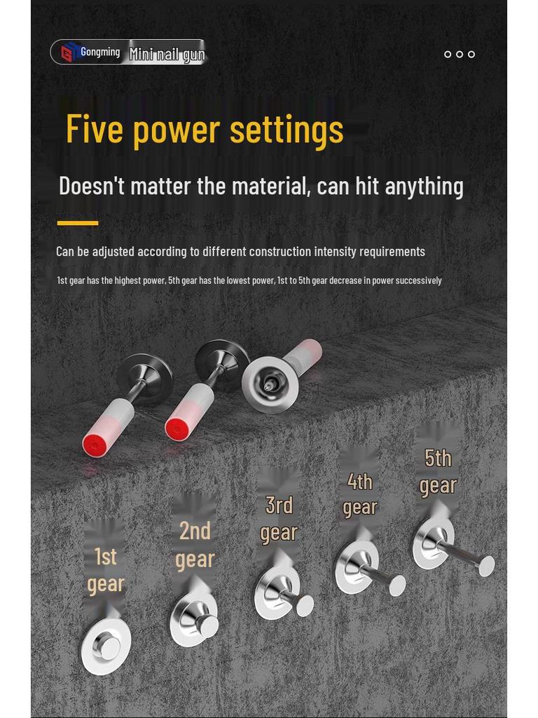 Мини пороховой гвоздезабиватель с никелированным покрытием - Устойчивый к ржавчине, Полностью стальной, Бесшумный крепеж для потолочной отделки