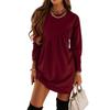 GMXIA Осенне-зимнее однотонное платье с длинным рукавом и нерегулярным круглым вырезом, длинное платье с футболкой для женщин, свитера