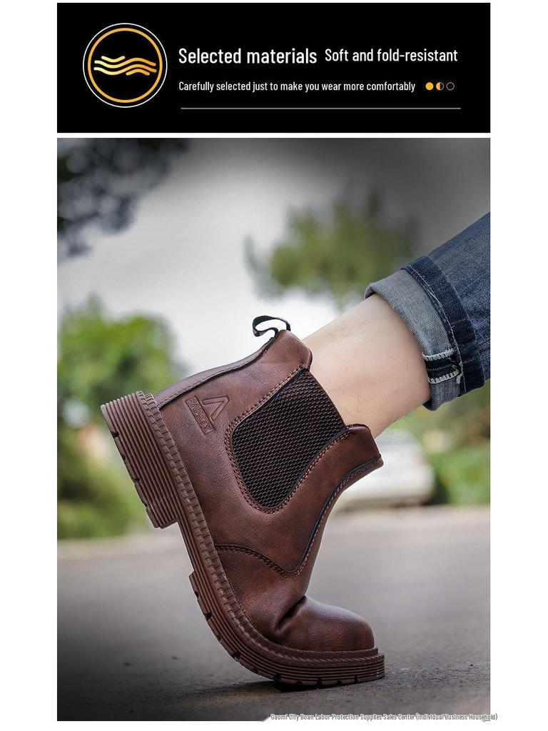 Рабочие ботинки слипоны с защитным подноском от ударов и противоскользящей подошвой - Удобные высокие ботинки с защитой и прочной конструкцией, устойчивой к проколам.