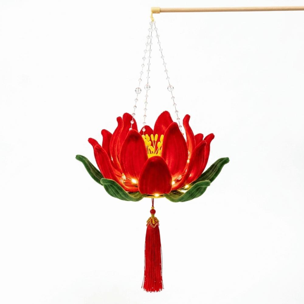 3D Twisted Stick Lotus Flower Lantern Luminous Handheld Lantern Traditional Decor