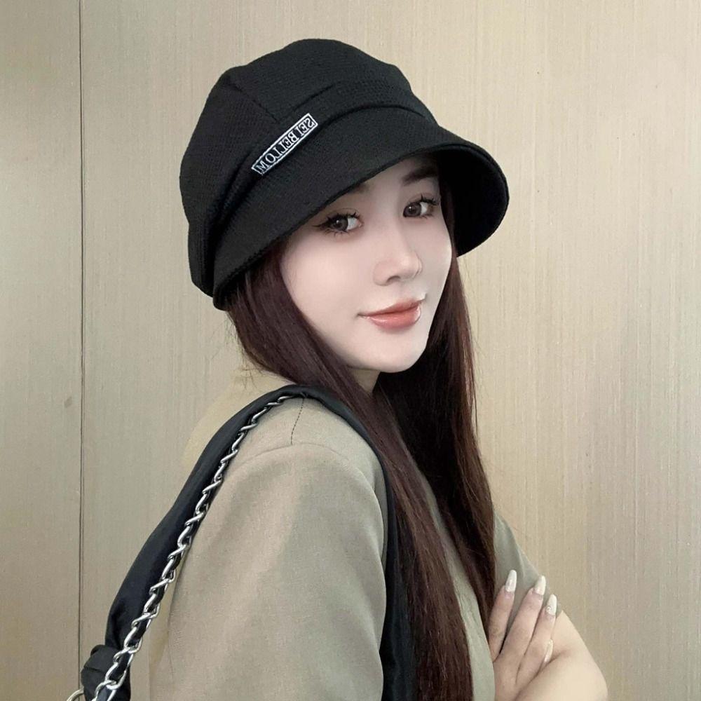 Casual Outdoor Beach Hat Solid Color Duckbill Hat Peaked Cap Wide Brim Sun Hat Hiking