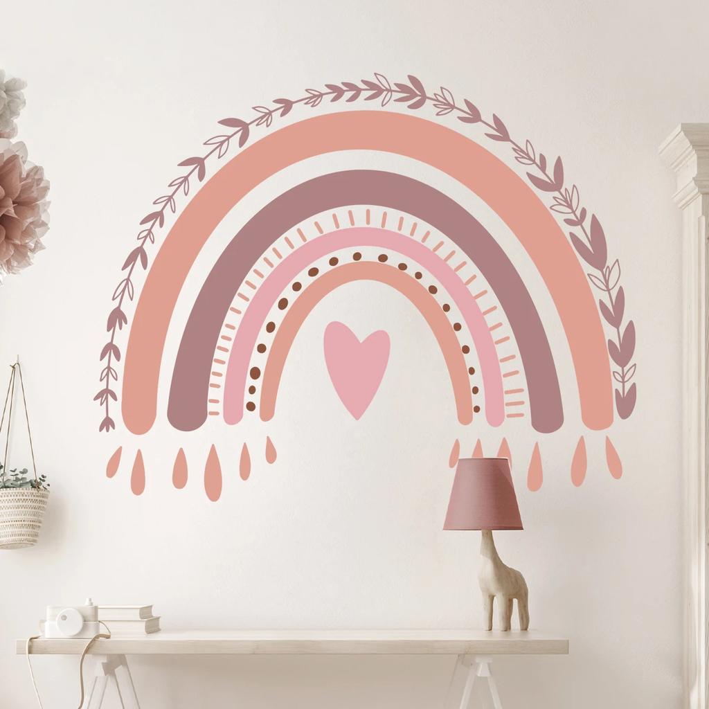 Cartoon Boho Rainbow Wall Sticker Children Room Decor For Kids Room Bedroom Girls Gift Living Room Home Decoration Wall Decals