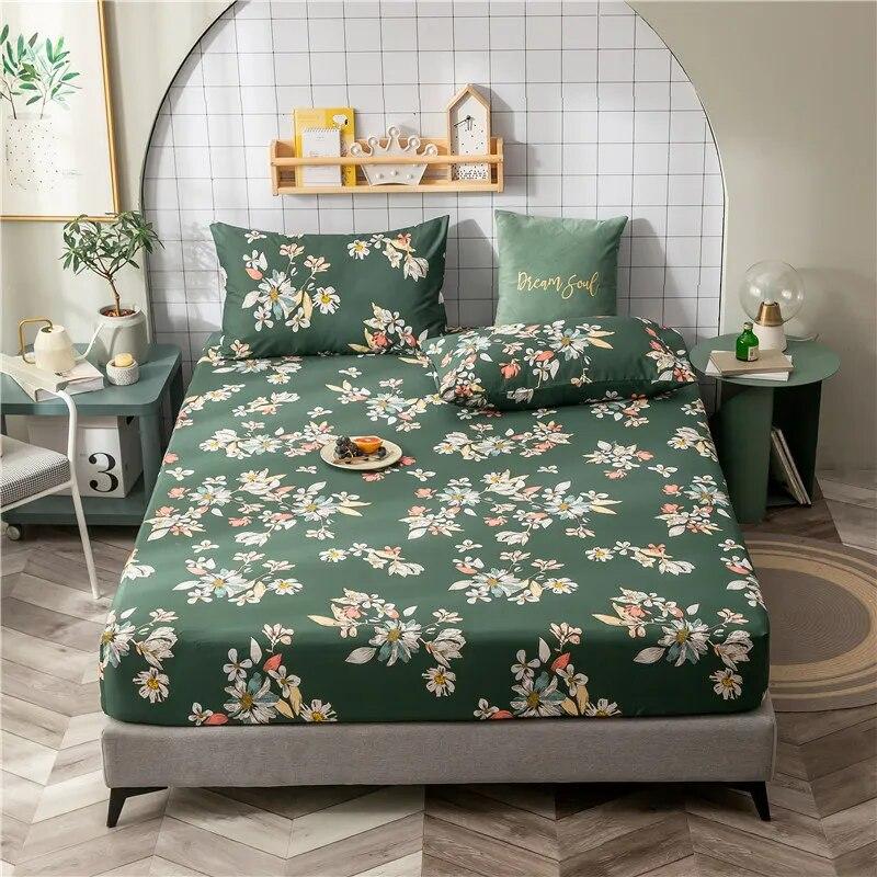 Однослойная простыня из 100% хлопка с принтом, мягкая и удобная простыня и наматрасник, фиксируемый резинкой.