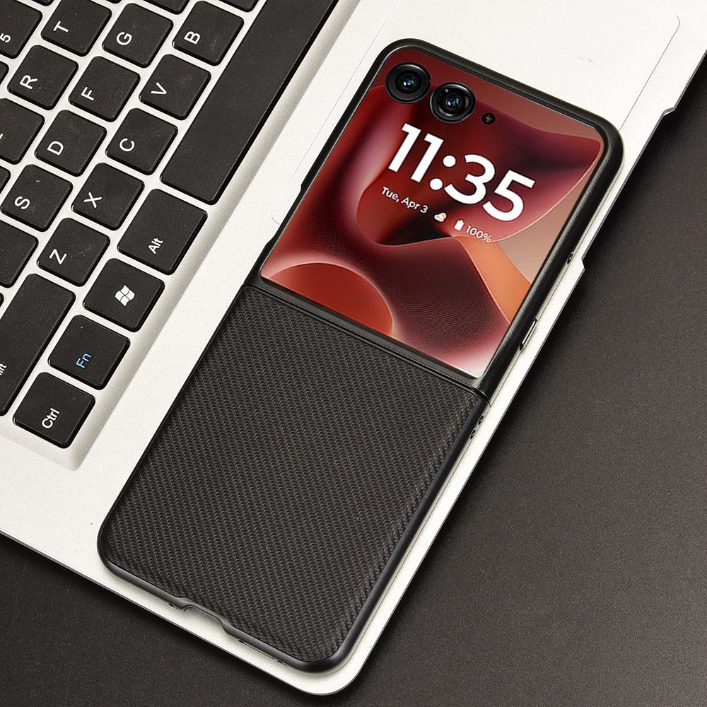 Чехол для Motorola Razr 60 Ultra 5G с текстурой углеродного волокна, ударопрочный, из ПУ + ПК, чехол для телефона