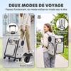 2 In 1 Wheeled Foldable Extendable Ventilated Lumbar Support Breathable Cat Carrier Bag 34x28x43cm Gray
