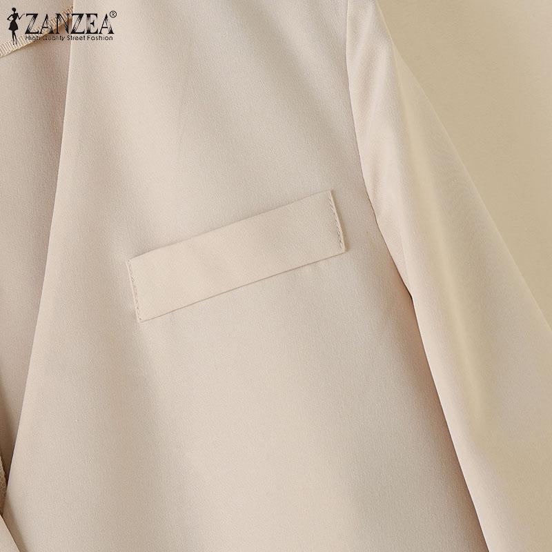 ZANZEA Женский повседневный кардиган с V-образным вырезом и длинным рукавом, тонкая верхняя одежда