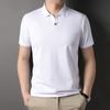 Шелковая футболка с короткими рукавами, мужская деловая повседневная тонкая футболка, легкая однотонная рабочая одежда для взрослых, белая рубашка-поло