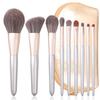 Natural Gray Squirrel Hair Makeup Brush Set by ENZO Professional Makeup Brush Set with Unique Face and Eyeshadow Beauty Brush Set with Gold Contour
