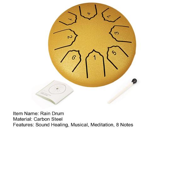 Rain Drum for Outside Garden 4 Inches 8 Notes Steel Tongue Drum Meditation Rain Chime Musical Instruments Mini Handpan Drums