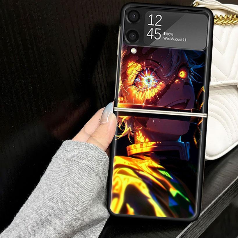 Чехол Demon Slayer Shinazugawa Sanemi для Samsung Galaxy Z Flip7 Flip6 Flip5 Flip4 Flip3 5G Жесткий чехол для телефона Z Flip 7 6 5 4 3 Черный