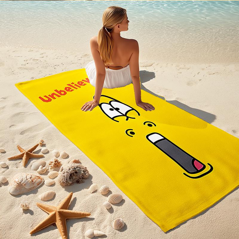 1Pc Unbelievable Expression Art Beach Towel, Quick Dry, Multi-Use for Beach Pool Gym Yoga Home Travel, Christmas, Halloween, Xmas Gift M929202