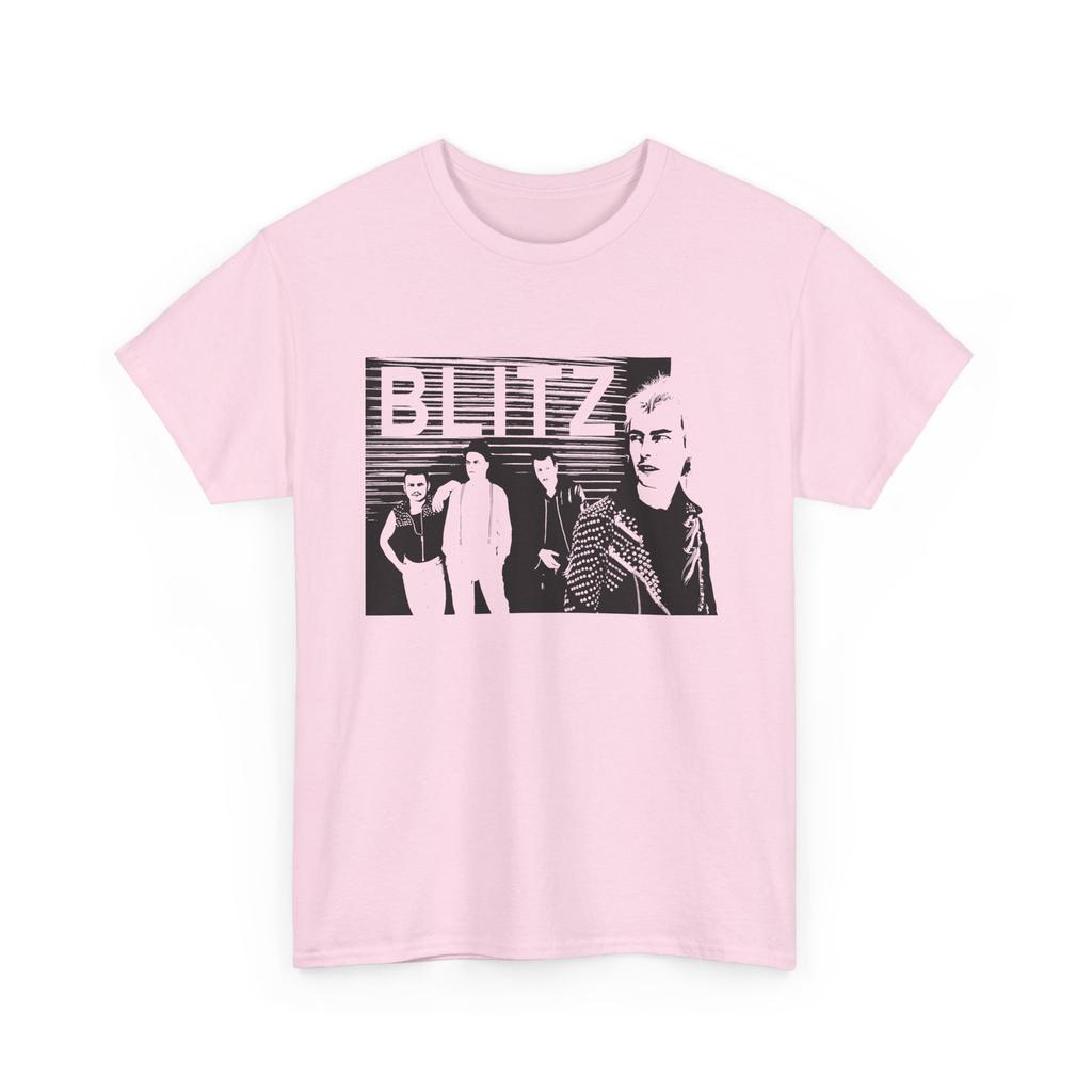 college students  Cotton T-shirt blitz 1980s uk punk band photo tshirt
