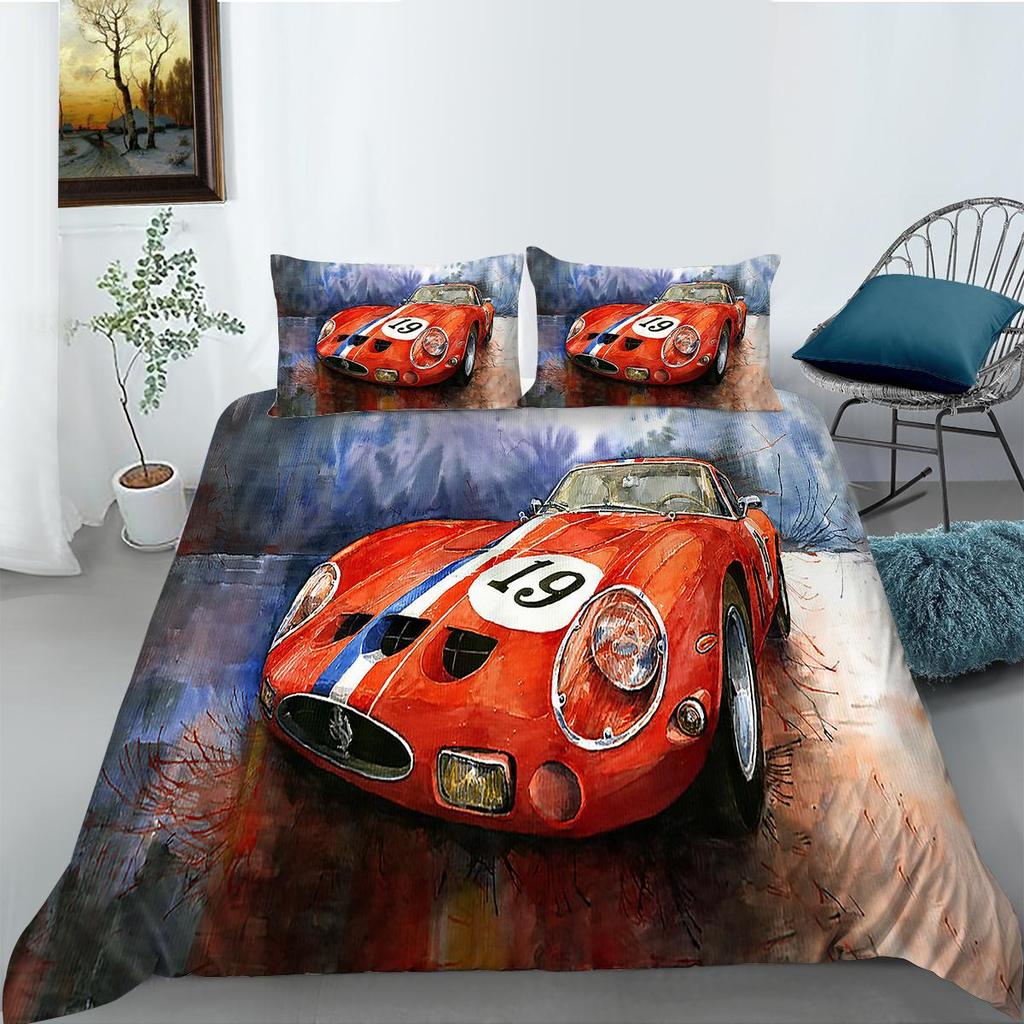 Пододеяльник с 3D принтом автомобиля, мягкий домашний комплект постельного белья King Size, пододеяльник с автомобилями, роскошные комплекты постельного белья для детей-подростков