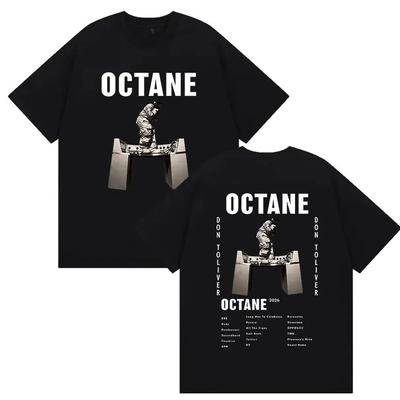 Футболка с мерчем рэпера Don Toliver Octane Tour 2026 Мужская Хип-хоп Ретро Стиль Футболки с коротким рукавом Хлопковая футболка Streetwear