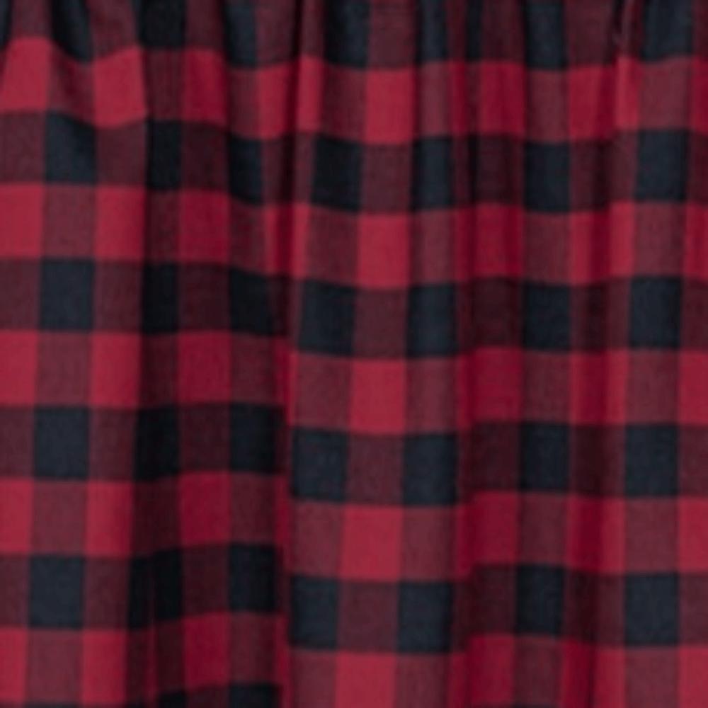 Polyester Door Valance Curtain Red Black Plaid Window Curtain Kitchen Valance Curtain  For Kitchen