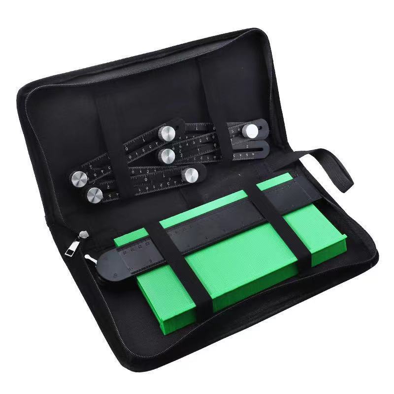 L-HT165 10 Inch Width Plastic Profile Contour Gauge and Six Folding Ruler with Tool Kits