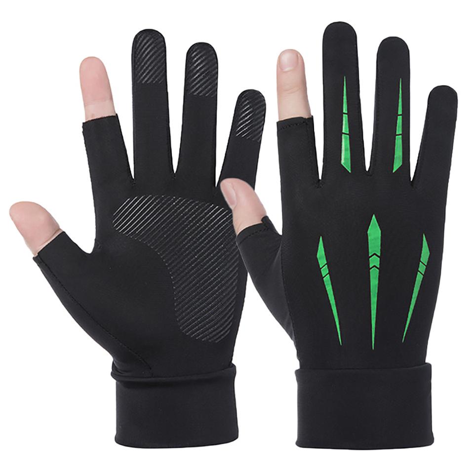 LOOGDEEL Summer Two Finger Ice Silk Gloves Outdoor Sports Ice Silk Gloves Thin Sunscreen Quick Drying Breathable Cycling 6