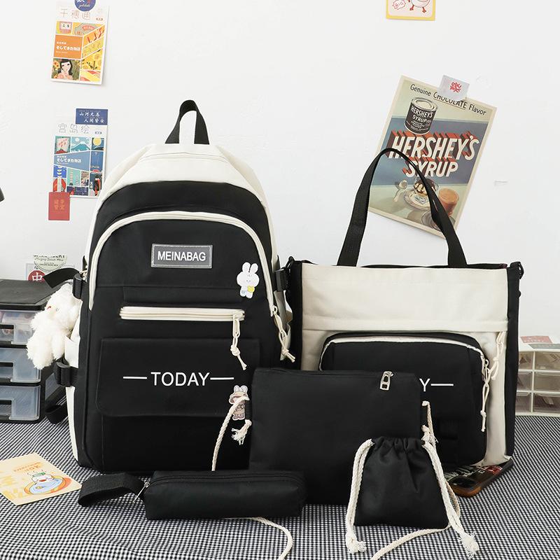 5 шт., школьный рюкзак Оксфорд, женские рюкзаки для школьников старших классов, большой вместительный водонепроницаемый универсальный рюкзак