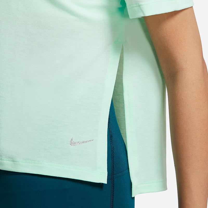 Nike Однотонная свободная футболка с коротким рукавом, женские топы, зеленый цвет DM7026-379