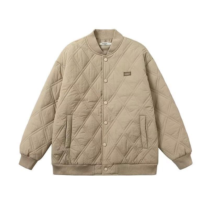 Унисекс ретро хлопковая бейсбольная куртка в ромбовидную клетку - Плотная, теплая и повседневная для зимы