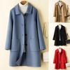 Шерстяное пальто с длинными рукавами, морозостойкое, ветрозащитное, повседневное, однобортное, однотонное, зимнее, двустороннее, шерстяное пальто, повседневная одежда