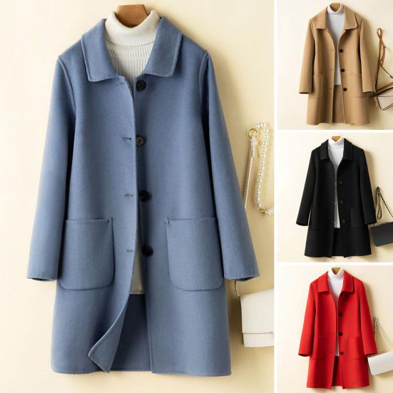 Шерстяное пальто с длинными рукавами, морозостойкое, ветрозащитное, повседневное, однобортное, однотонное, зимнее, двустороннее, шерстяное пальто, повседневная одежда