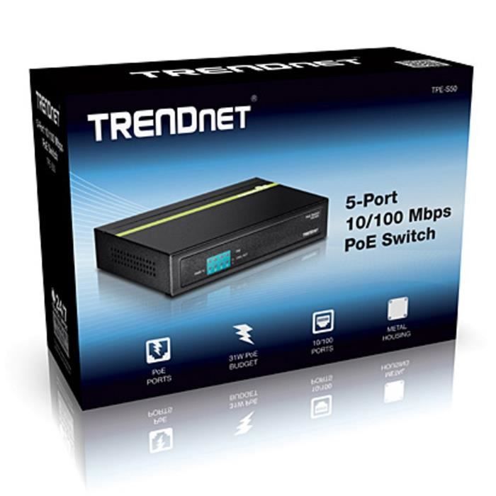 TRENDNET Switch PoE 10/100 Mb/s à 5 ports - TPE-S50 (v1.0R)
