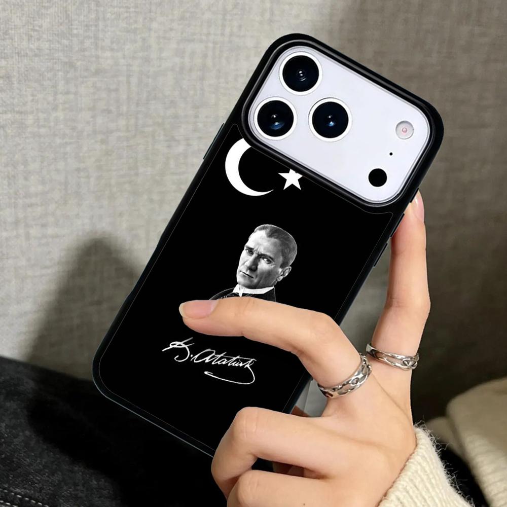 Чехол Case для iPhone 17 Air 16 Pro Max 15 Plus 11 13 Mini 14 12 Задняя крышка телефона Подпись Мустафы Кемаля Ататюрка