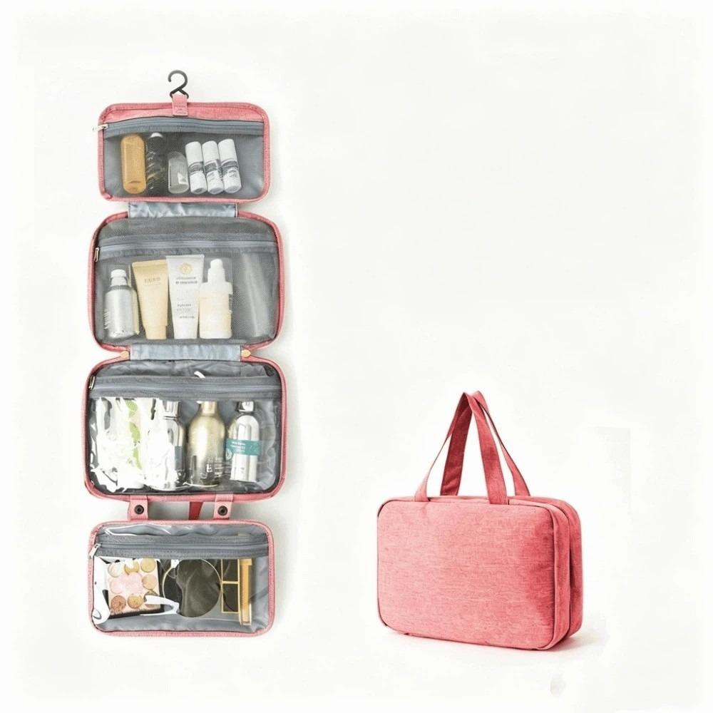 Large Capacity 4 Fold Toiletry Bag Wet Dry Separation Makeup Bag Travel Hanging Wash Bag Home