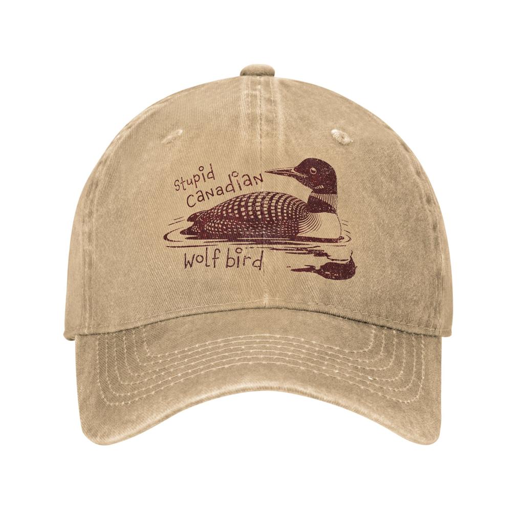 Stupid Canadian Wolf Bird Funny Loon Humor Washed Baseball Cap Stylish Sun Trucker Hat Summer Women Men Kpop Rock Baseball Caps