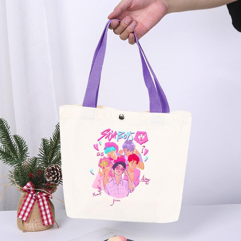 K-Pop Anime Cartoon Printed Student Large Capacity Portable Shoulder Bag Casual Canvas Bag