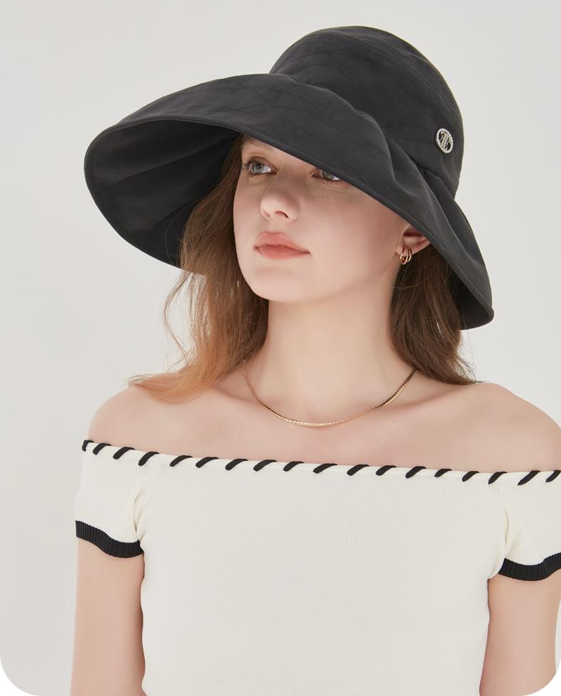 ELLE [Temperament Sunscreen] Half Air Top Fisherman's Hat Women's Summer Fashion Outdoor UV Protection Face Covering Sunshade Hat