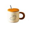 Cute Cat Pattern Ceramic Coffee Cup with Spoon Cartoon Cat Drinkware Cat Vintage Mug  Office