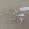 Glossy Metal Bow Stud Earrings Female Simple Unique Fashion Temperament Elegant Trend Exquisite Versatile Earrings