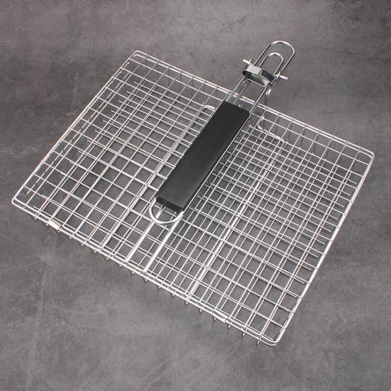 Fish Vegetable Grill Basket Stainless Steel BBQ Grilling Basket Portable Folding Barbecue Camping Grilling Rack for Fish Vegetables Shrimp