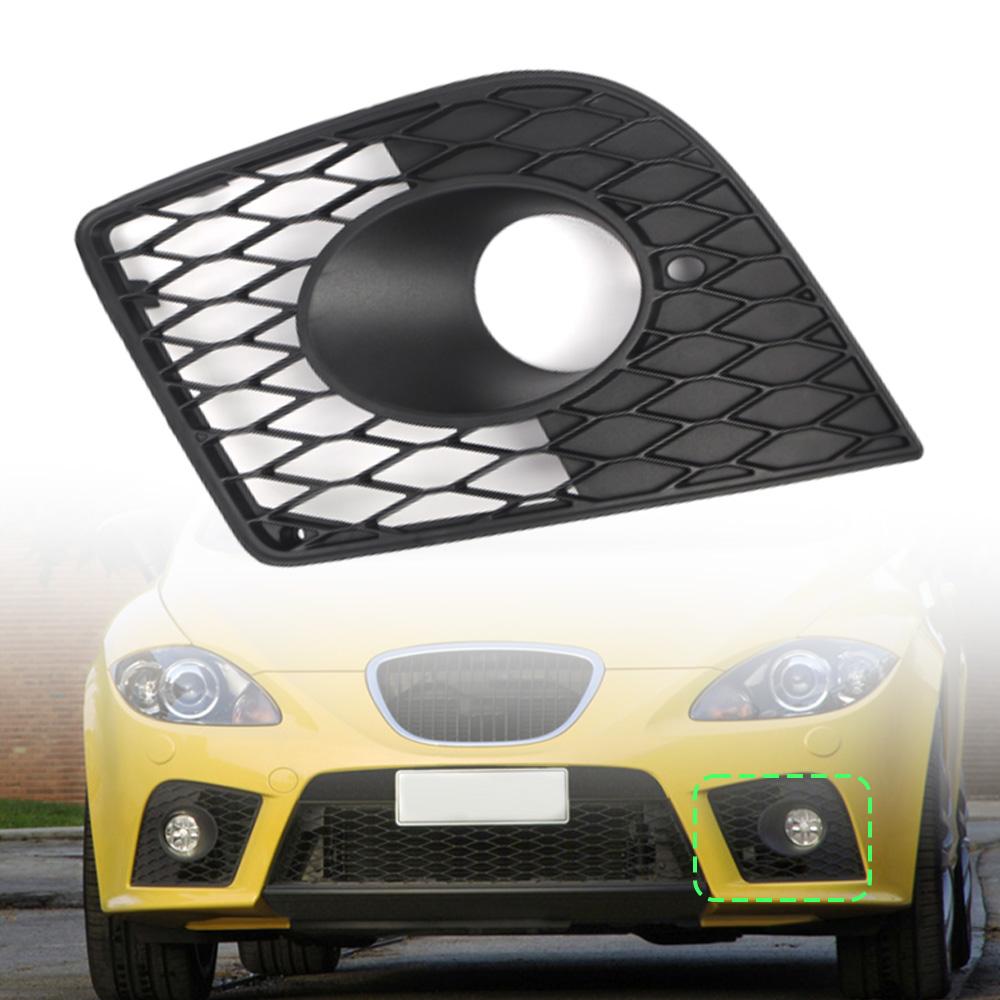 For Seat Leon CUPRA 1P 2005-2011 Front Bumper Fog Light Grill Honeycomb Mesh Fog Light Lamp Cover Matte Black