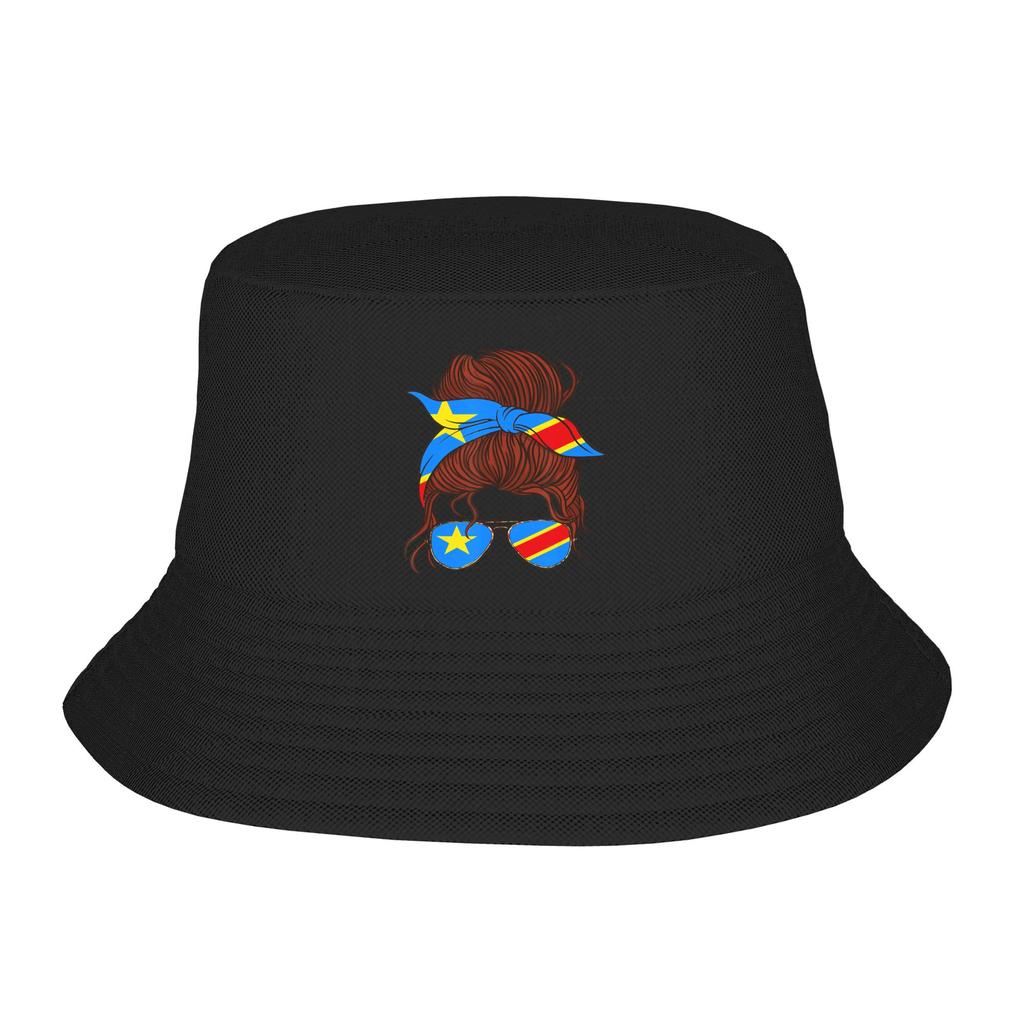 Republic Of Congo Congolese Flag Bucket Hats Gift For Kid Lovely Vocation Caps For Travel UV Protection