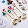 HANYANG Christmas Cartoon Cutlery Cat Paw Spoon Cute Dessert Spoon Stainless Steel Spoon Doll Dessert Fruit Fork