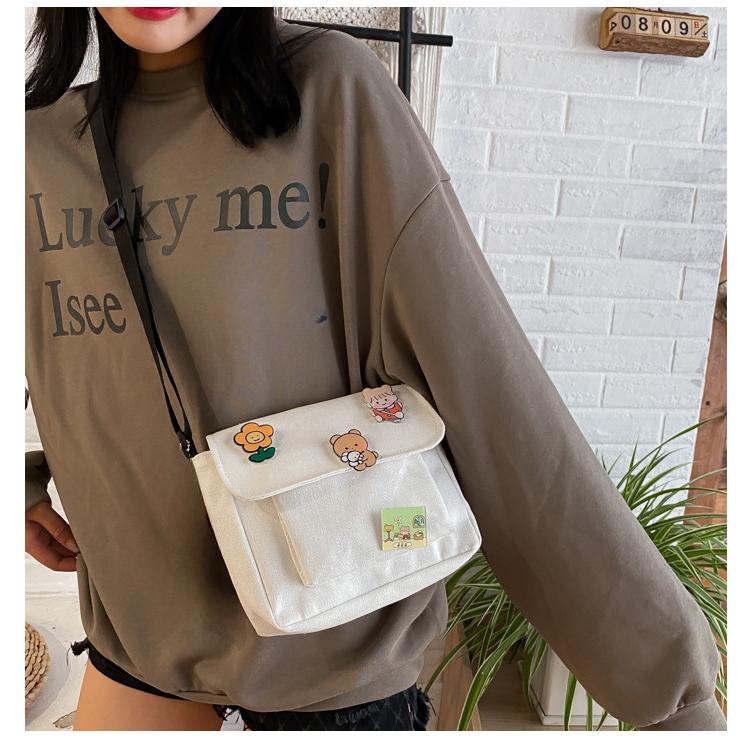 Милая холщовая маленькая сумка, женская диагональная сумка в стиле Харадзюку, дикая студенческая сумка на плечо для девочек, сумки для женщин