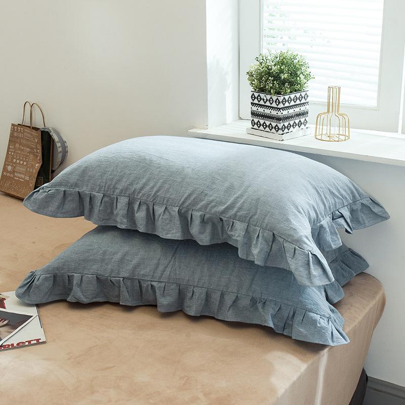 2pcs Fashion French Pillowcase (Without Pillow Core), Soft Breathable Solid Color Lace Pillow Covers, Pillow Protector For Bedroom Sofa Home Decor