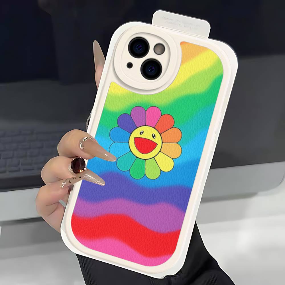 Art Japanese M-Murakami Artisti T-Takash Phone Case For IPhone 16 15 14 11 12 13 Pro Max Plus Back Leather Shell