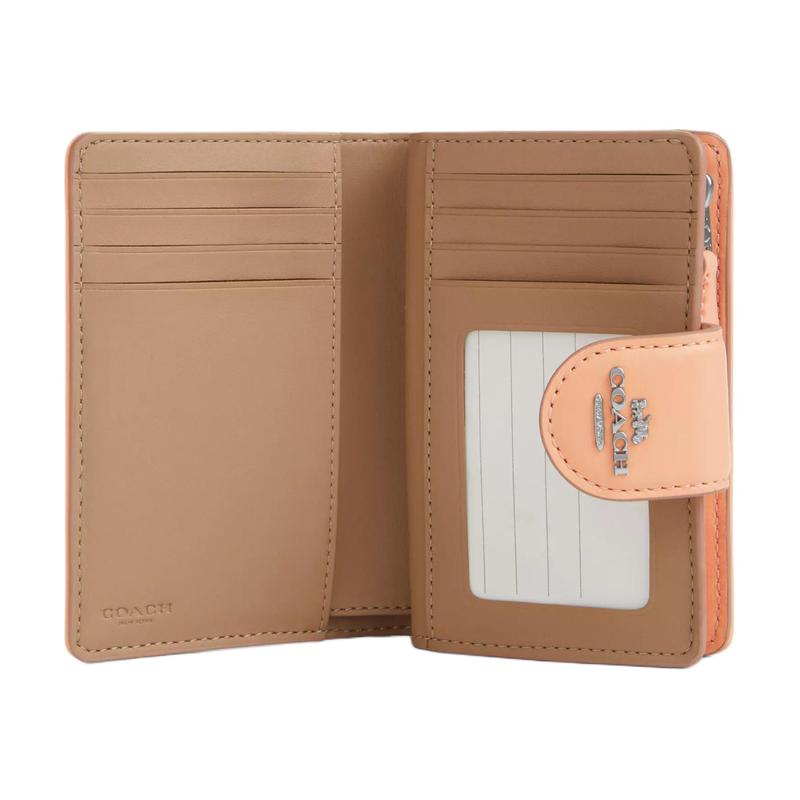 Coach Кошелек с угловой молнией 13 Classic Пресбиопия Signature Жаккард и Кожа Теленка Обычный Женский Бледно-Розовый