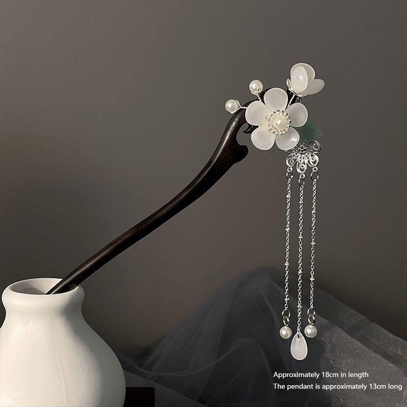 Заколки для волос в форме орхидеи, заколки для волос ручной работы, спиральные деревянные вилки для волос, ретро-китайское платье ханьфу, головной убор, головные уборы