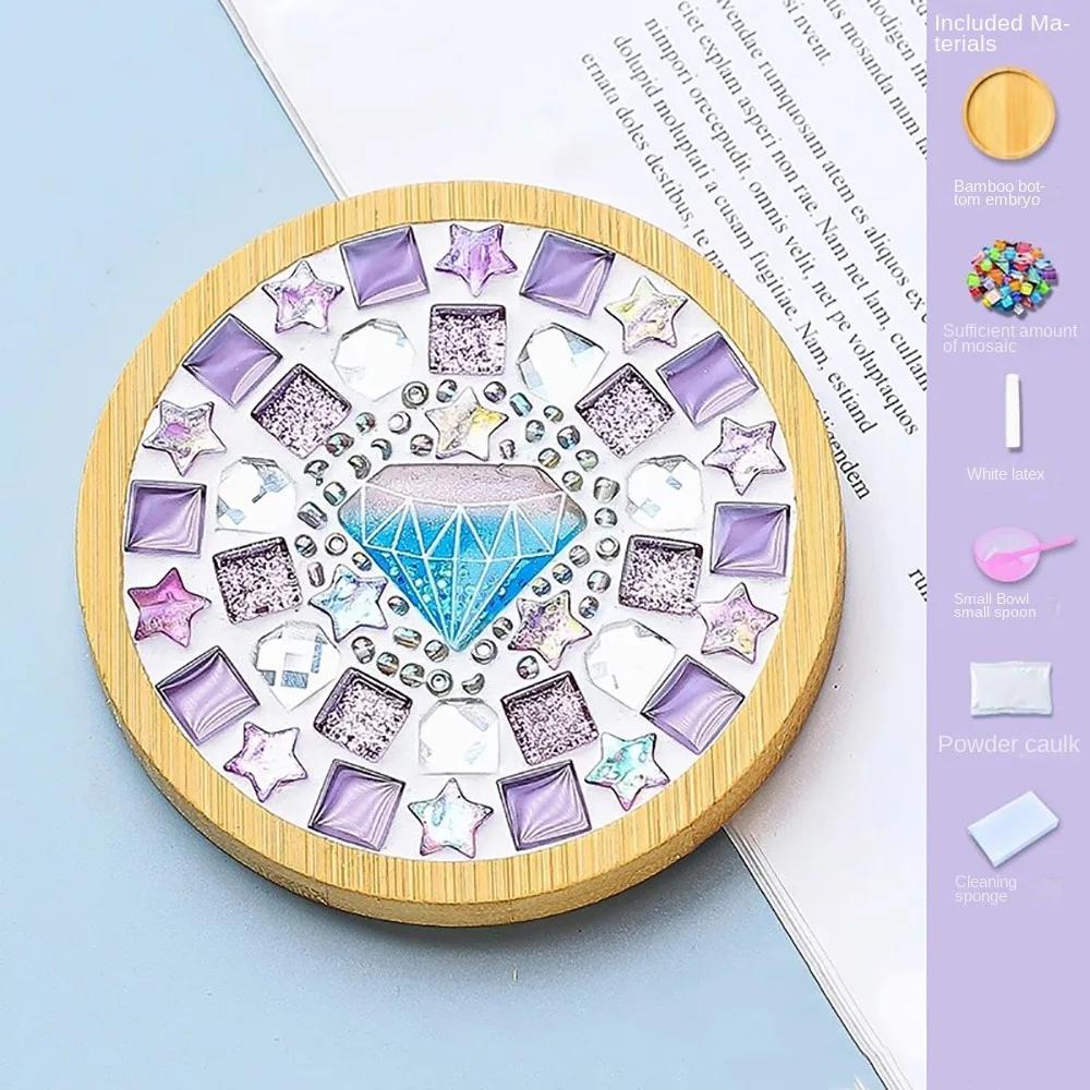 НОВЫЙ Квадратный Круглый DIY Мозаичный Подстаканник Рукоделие Мозаичное Стекло Ручная Работа Подставка Под Чашку Аксессуары Свободное Творчество Бамбуковая Подставка Родитель-Ребенок