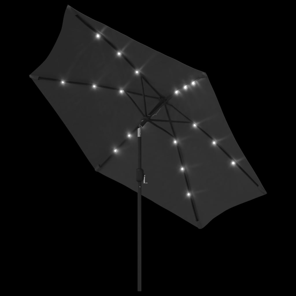 Solar Powered LED Umbrella with Steel Pole 300 cm Anthracite