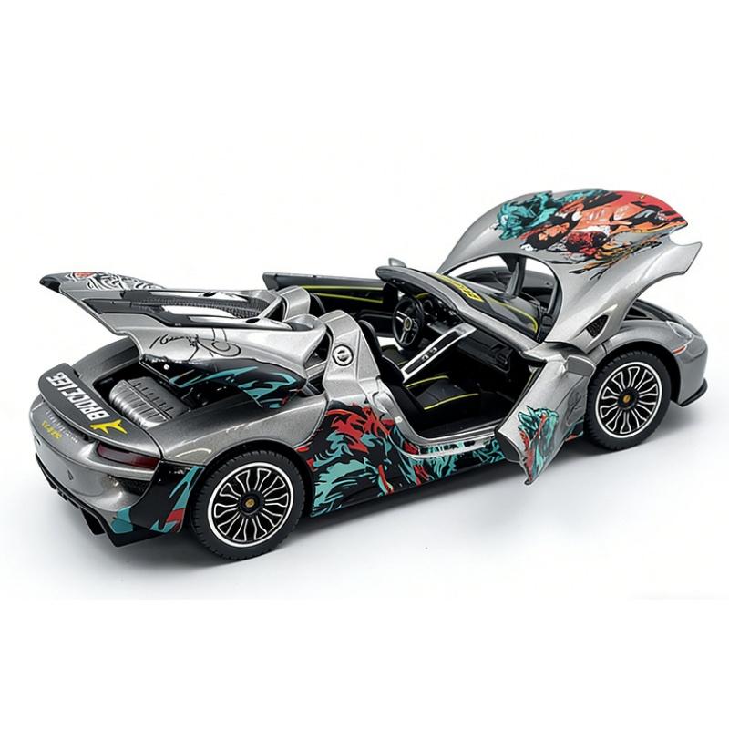 НОВЫЙ 1/24 Porsche 918 Spyder Суперкар Ли Сплавная Модель Машинки Игрушка Литье под Давлением Звук и Свет Игрушки-Машинки для Детей Транспортное средство
