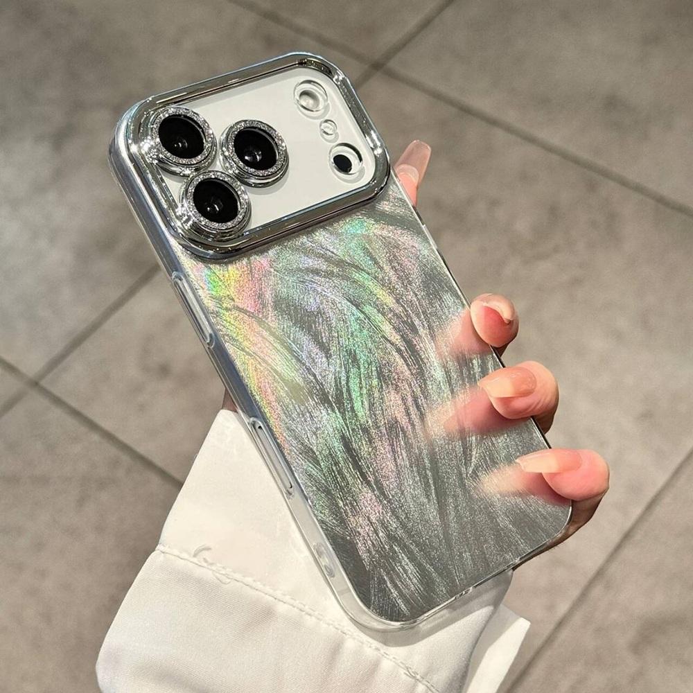 Роскошный блестящий лазерный чехол для телефона iPhone 17 Air 16 15 14 13 12 11 Pro Max Plus Защита камеры Ударопрочный бампер Задняя крышка