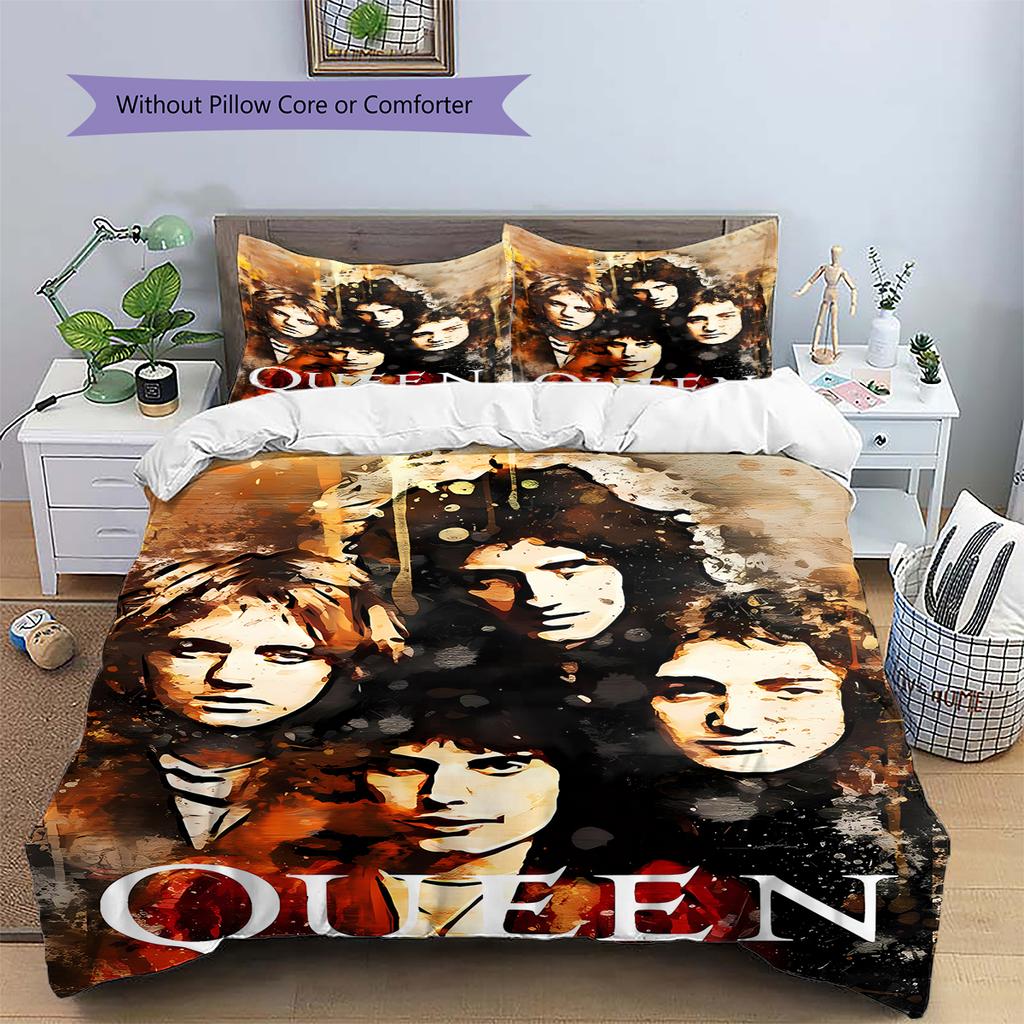 Постельное белье с рисунком Фредди Меркьюри Queen, Комплект с одеялом, Пододеяльник, Наволочка, Домашний подарок на день рождения (1 пододеяльник + 2 наволочки, без наполнителя)