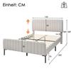 Lit double - MUVOE - 160 x 200 cm - Tête de lit réglable - Bois massif - Gris-beige